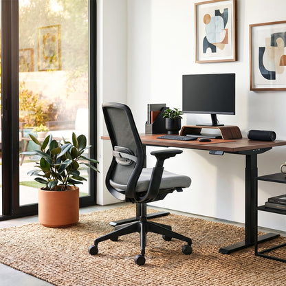 COLAMY Office Chair for Long Hours, Easy Wire-Control Desk Chair with Sliding Seat Depth & Thick Padded Lumbar Support, Heavy Duty 300 LBS High Back Mesh Computer Chair for Home Workstation,Grey