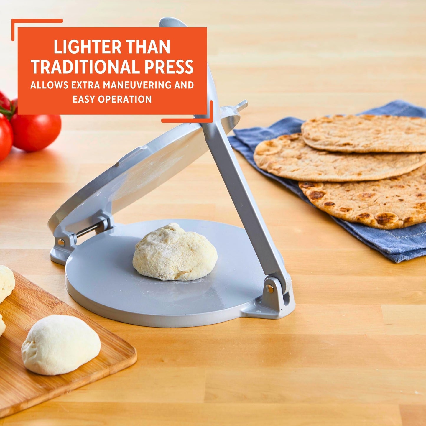 IMUSA USA MEXI-86005 6" Easy to Use Aluminum Tortilla Press, Silver,Gray