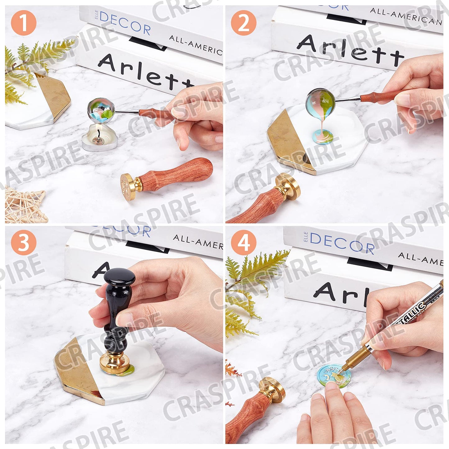 CRASPIRE Moth Wax Seal Stamp Garland Vintage Sealing Wax Stamps Moon Star 30mm Retro Removable Brass Head with Wood Handle for Wedding Invitations Envelopes Halloween Christmas Thanksgiving Packing