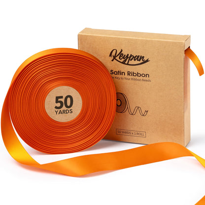 Keypan Orange Satin Ribbon 7/8 Inch x 50 Yards Double-Faced for Bows Crafts Gift Wrapping Christmas Flower Bouquet Fall Wedding