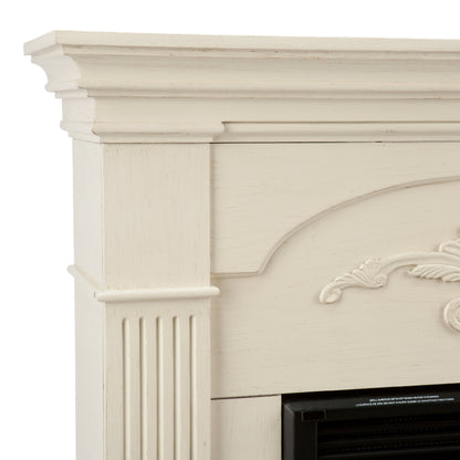 SEI Furniture - Sicilian Harvest Electric Fireplace - Ivory - Transitional Design, Ideal for Living Room, Bedroom (FE9275)
