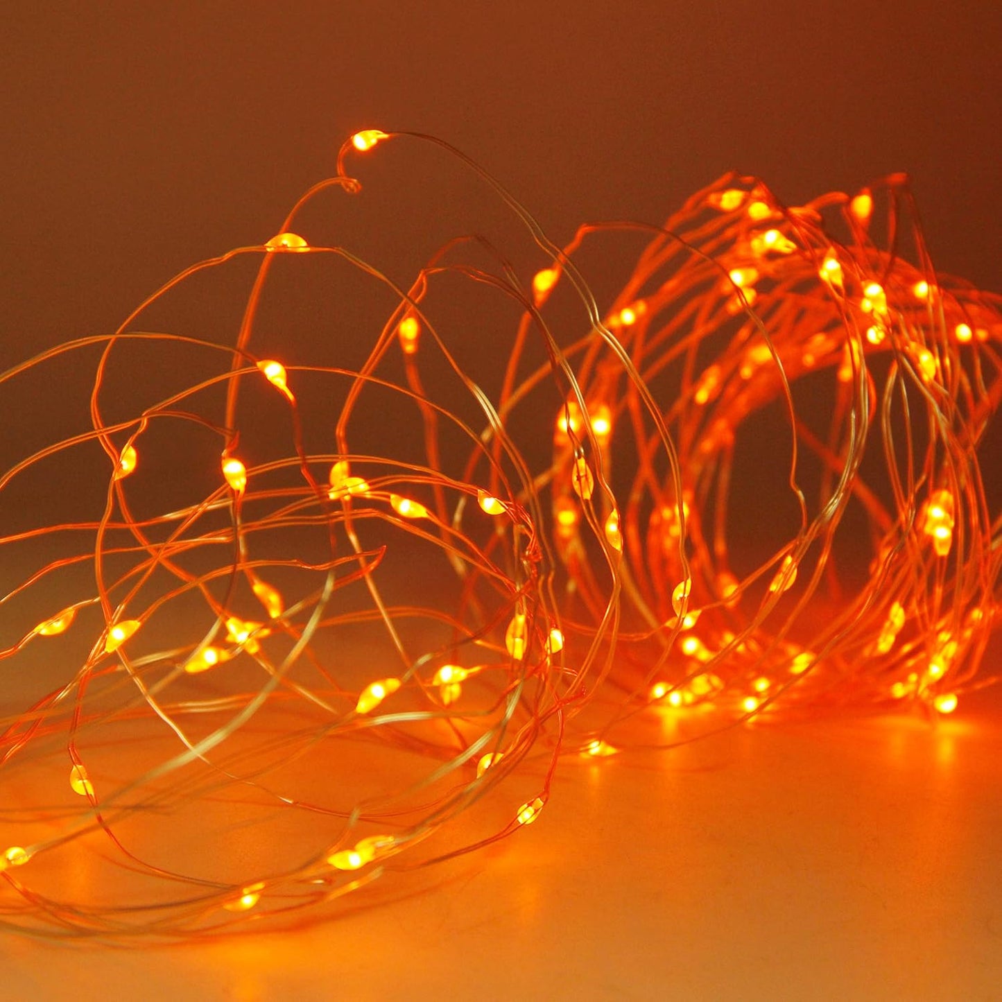 Twinkle Star 2 Pack Orange Halloween Fairy Lights, 66 ft 200 LED String Lights with Remote Control Timer