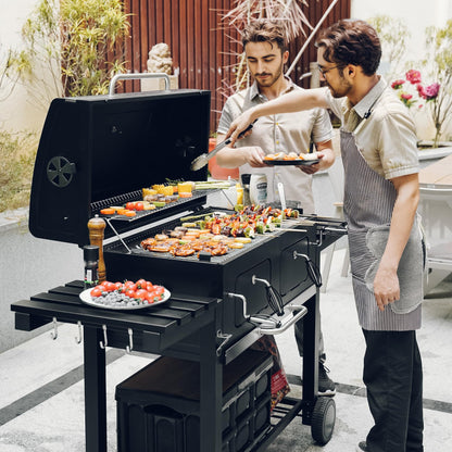 ONLYFIRE GRILLS Large BBQ Charcoal Grill with Cart & 2 Liftable Charcoal Trays, 794 SQ.IN Cooking Area, Heavy Duty Outdoor Barbecue Grill with Foldable Side Tables, Wheels & Cover, GS339