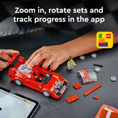 LEGO Speed Champions Ferrari F40 Supercar, Toy Car Model Building Set with Driver Minifigure, Collectible Ferrari Toy for Kids Ages 9 and Up, 76934