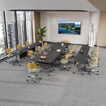 6 Pack Conference Room Tables,Mobile Folding Conference Table with Wheels,Modern Training Locking Rolling Meeting Conference Tables with Flip-Top for Office Classroom Business,6-12 Person,55.1IN