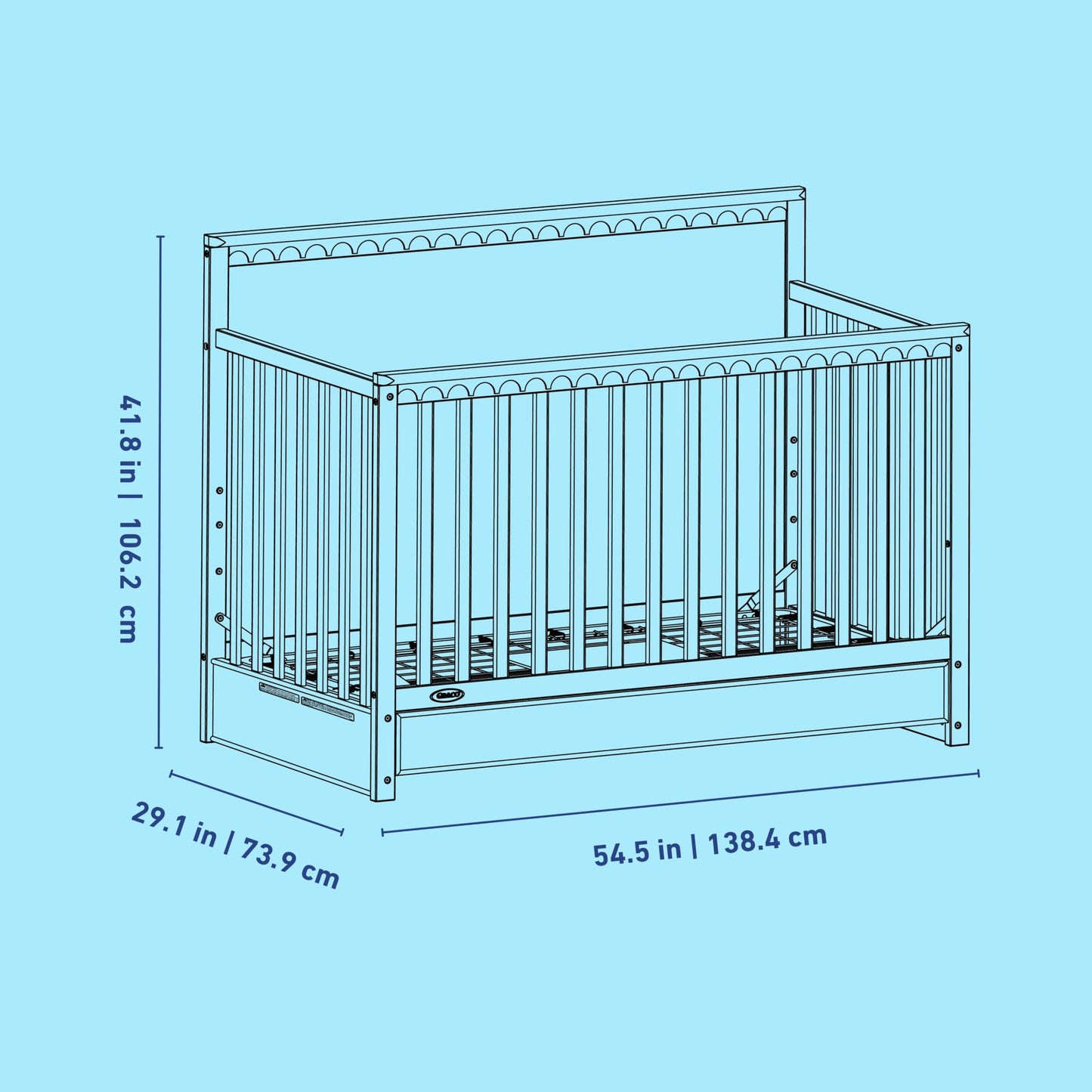 Graco Sasha 5-in-1 Convertible Crib with Drawer – GREENGUARD Gold Certified Wood Crib, Converts to Toddler Bed, Daybed, Full-Size Bed, Stylish Classic Design (Frosted Oat)