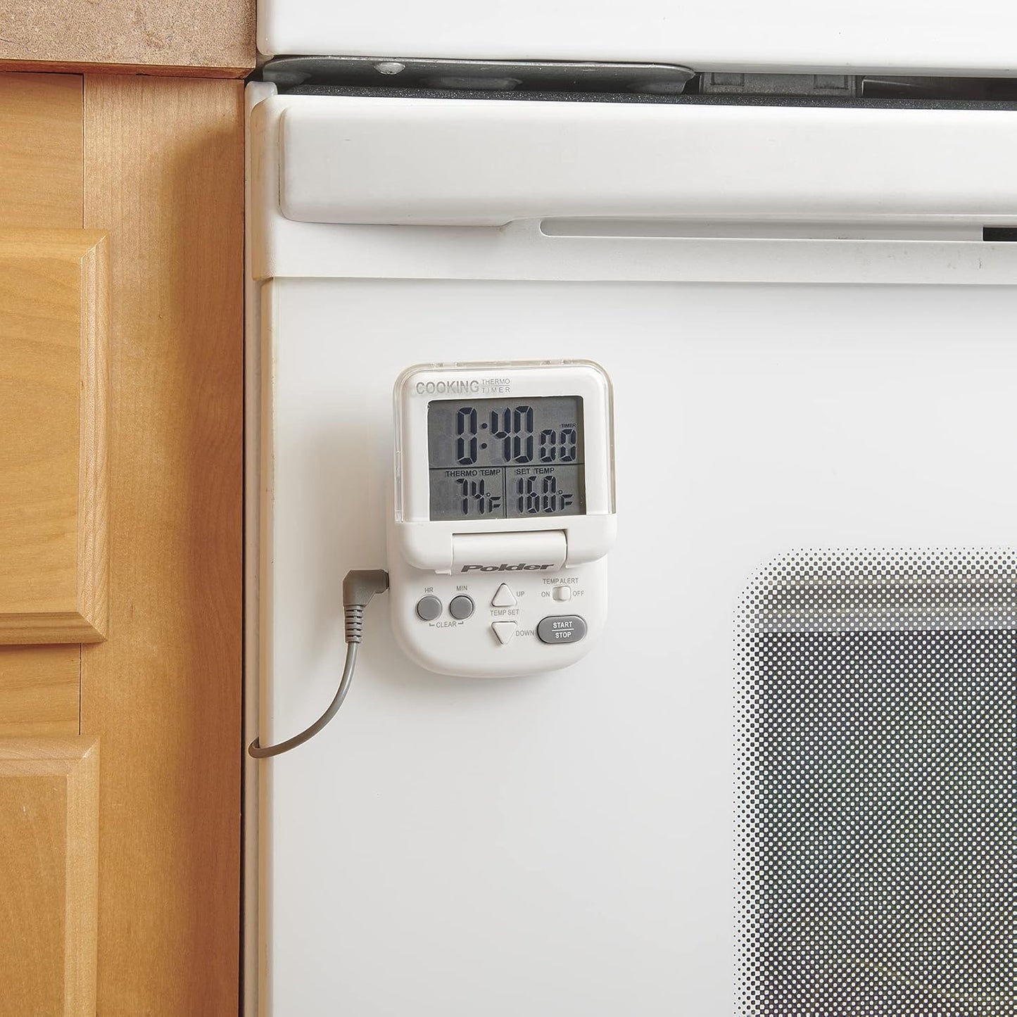 Polder Digital In-Oven Thermometer/Timer, White