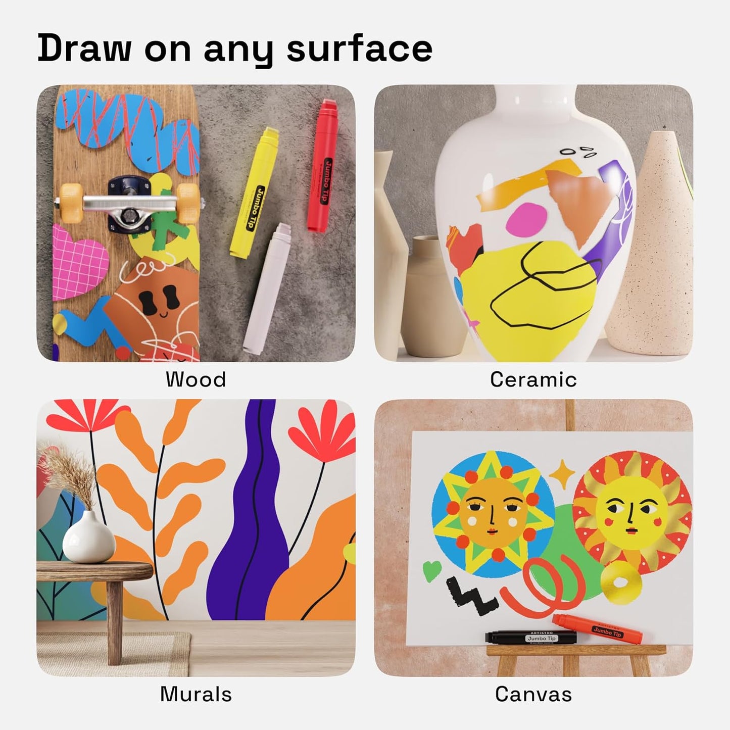 12 15mm ARTISTRO Multicolor Paint Pens for Glass Marking, Rock Painting, Ceramic, Wood, Fabric, Scrapbooking, DIY Craft