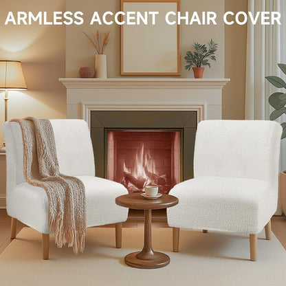 XIAROGEE Armless Armless 1) Teddy Wool Accent Chair Cover Heavy-duty Soft Plush Chair Slipcover Accent Chairs Covers