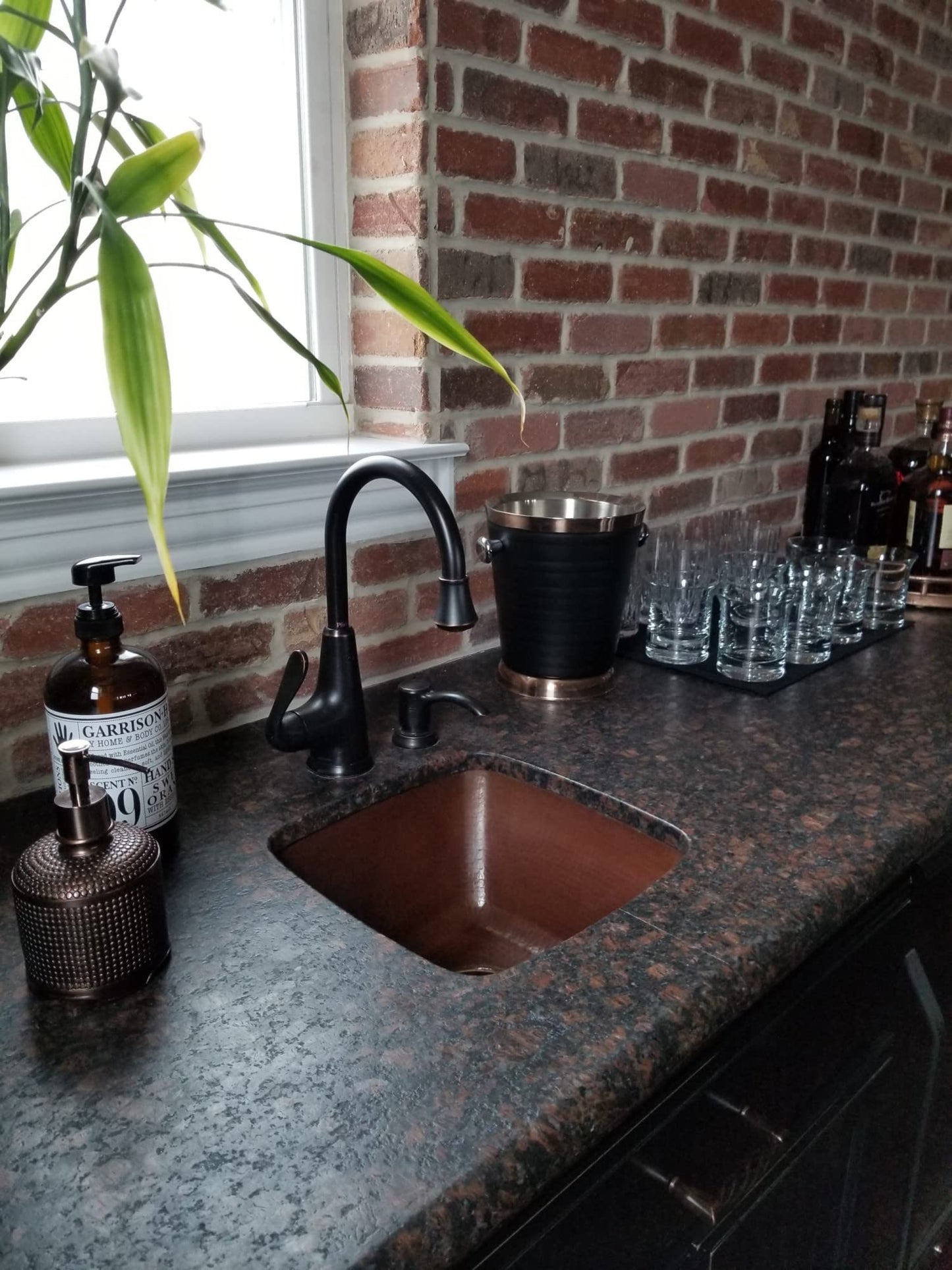 Miseno MC-NA300 Square 15" Copper Drop-In or Undermount Bar Sink - Hand-Hammered Antique Copper