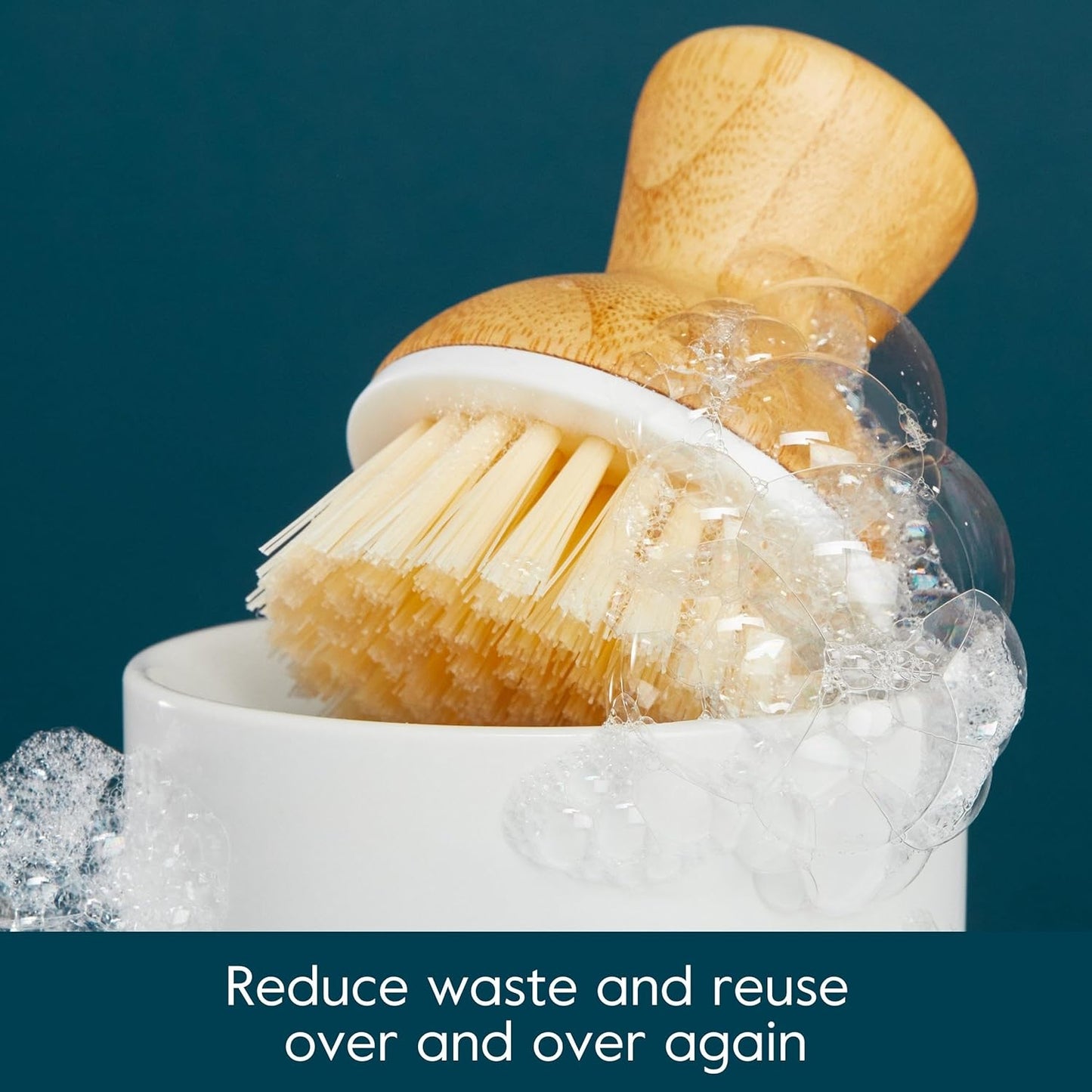 2 Pack Set, Grove Co. Bubble-Up Dish Soap Dispenser & Brush Ergonomically Designed Dish Scrubber, Removes Tough Messes