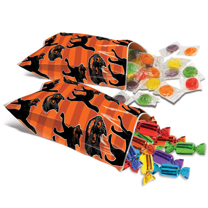 Beistle 50 Piece Vintage Halloween Plastic Cellophane Treat Bags For Cookies, Candies, And Party Favors, Includes Twist Ties