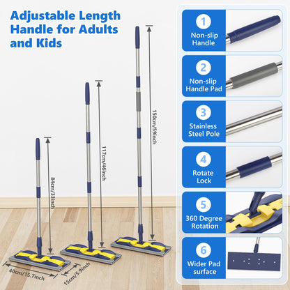 Microfiber Mops for Hardwood Floor Cleaning: MEXERRIS Flat Floor Mop with 4 Washable Pads 59" Adjustable Handle - Dust Dry Mops for Kitchen Bathroom Tile Laminate Wood Vinyl - Home Commercial Mop