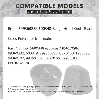 S99360232 Range Hood Knob, S600348 Fan Knob Replacement Parts for Kitchen Appliances, 4PCS