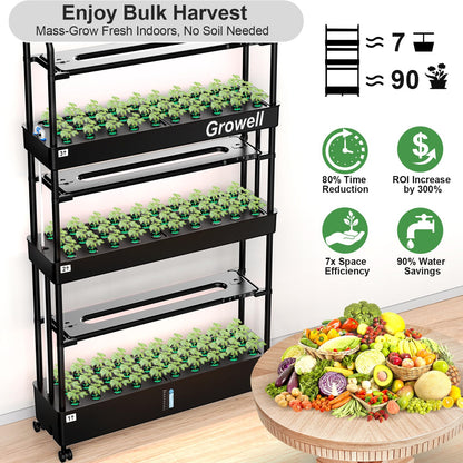 Growell 17 Pods Hydroponics Growing System & Large 90 Pods Vertical Garden