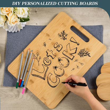 AWIZOM 12 Pack Bamboo Cutting Boards Wood Chopping Boards Bulk Bamboo Serving Boards with Handle Wooden Charcuterie Boards Laser Engraving Board for Customized Mother's Day Housewarming Pesent,11x15"