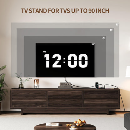 Homiflex 78" TV Stand for TVs Up to 90", Entertainment Center with Storage, Modern TV Stand with Drawers & Power Outlets, Wooden Media Console Table for Living Room Bedroom, Walnut
