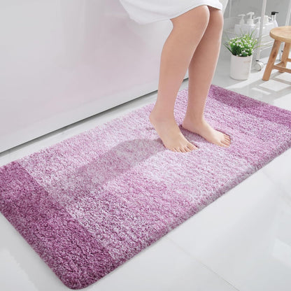 OLANLY Bathroom Runner Rugs - Extra Soft Microfiber Bath Mats | 47x24, Quick Dry, Washable, Pinkish-Purple