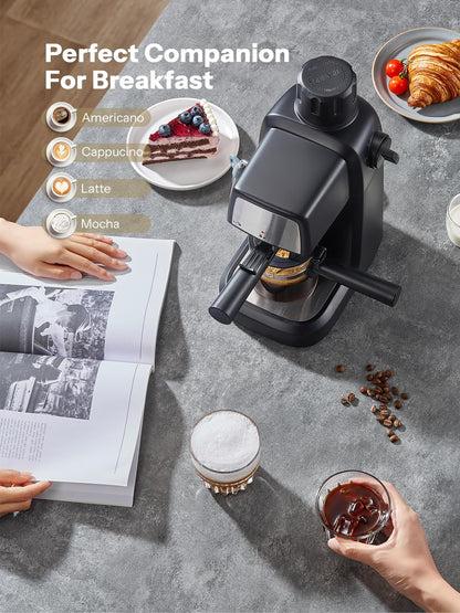 Reemix Espresso Machine 3.5 Bar, 800W Compact Size Coffee Maker with Steam Wand, 4 Cups Cappuccino & Latte Machine for Home and Office