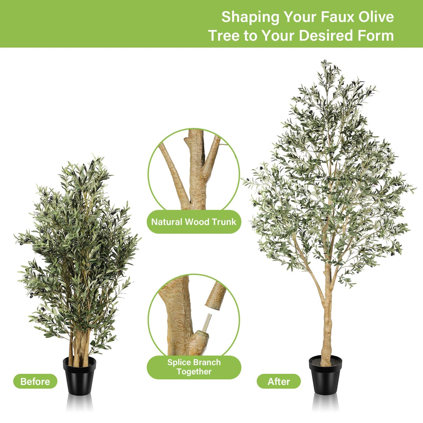 Realead Artificial Olive Tree 10 Feet, Large Fake Olive Tree with Natural Wood Trunk and Lifelike Fruits, Tall Faux Olive Tree 10ft for Home Office Decor