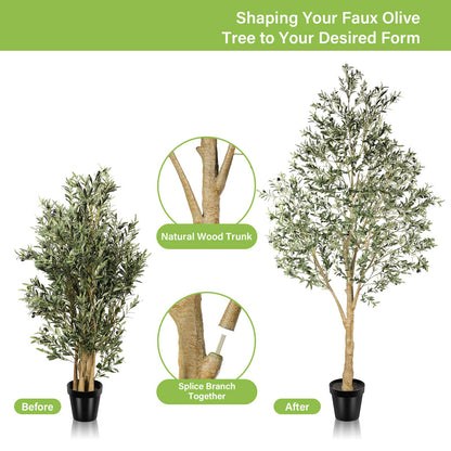Realead Artificial Olive Tree 10 Feet, Large Fake Olive Tree with Natural Wood Trunk and Lifelike Fruits, Tall Faux Olive Tree 10ft for Home Office Decor