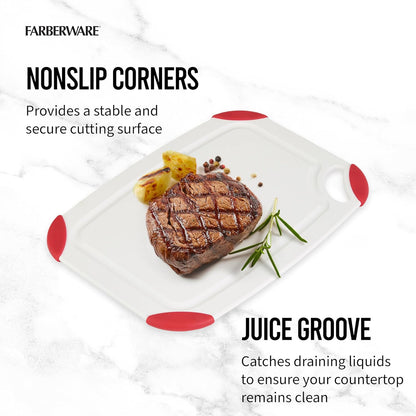 FARBERWARE Cutting Board Set, Made from Recycled PET with Non-Slip Edges, Durable & Dishwasher Safe, 2-Piece
