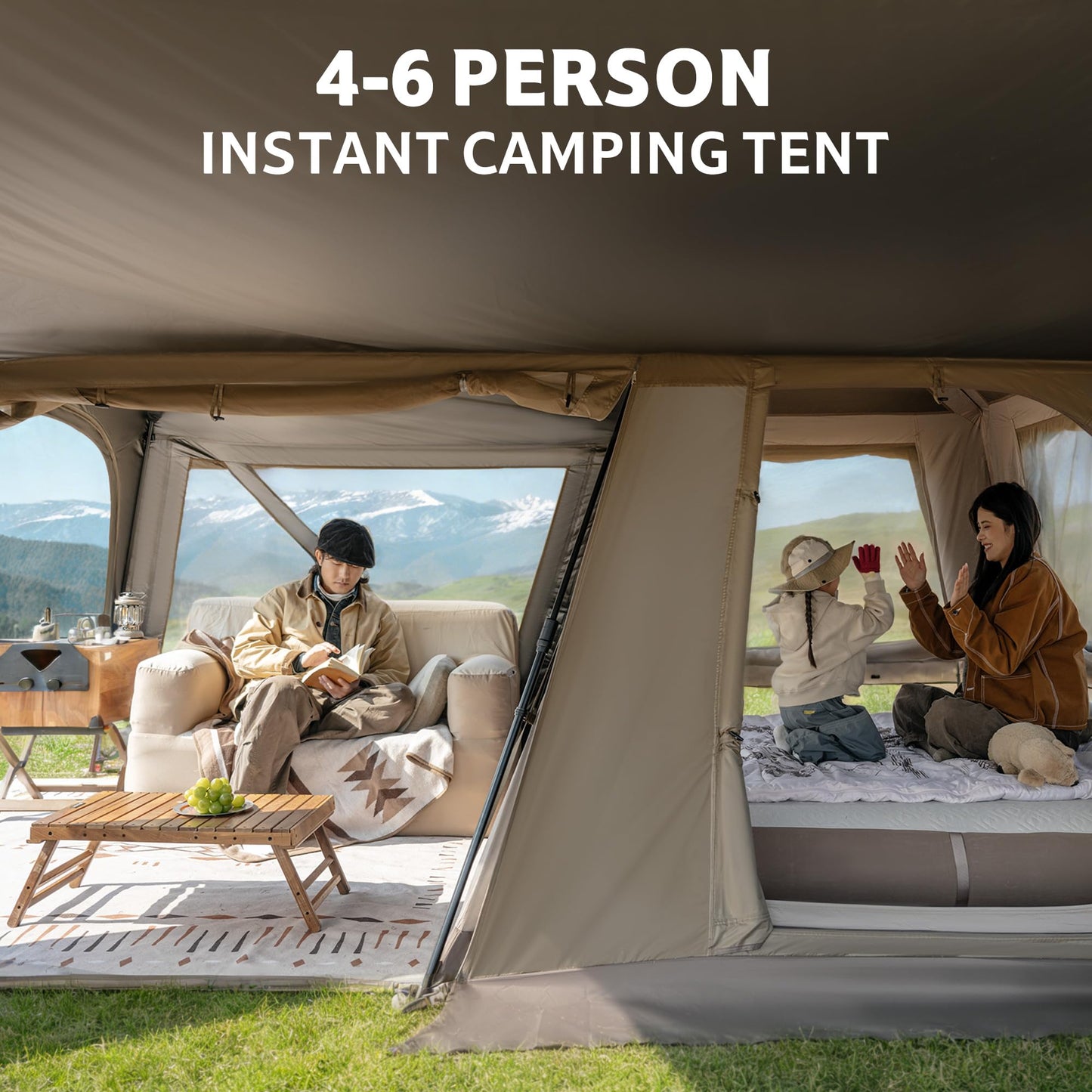 Naturehike Village Instant Tent, 4 Person 8 Person Camping Tent with Full Rainfly, Waterproof Large Cabin Tents for Car Camping