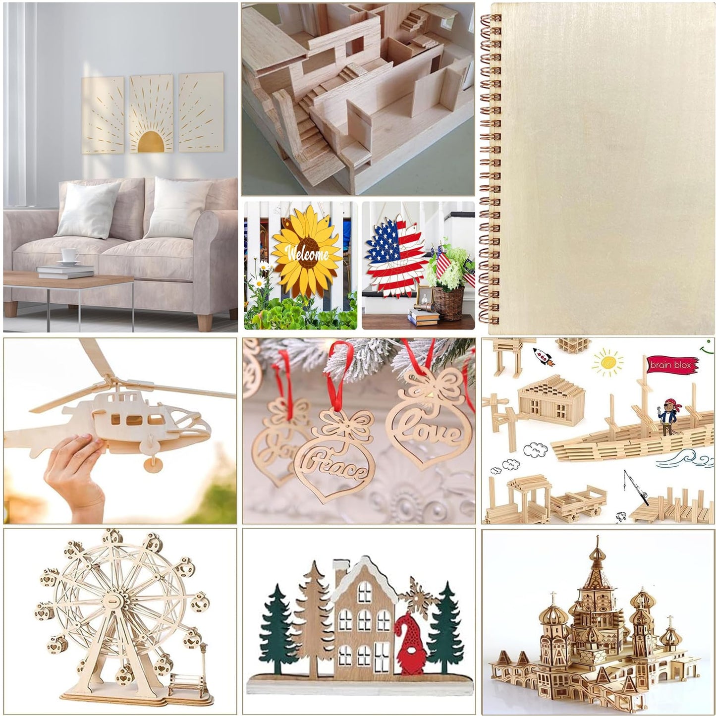 12 Pack Basswood Sheets for Crafts- Thin Plywood Sheets - Balsa Wood Sheets -Unfinished Wood Boards for Painting,Laser Cutting,Engraving,Burning and CNC Cutting