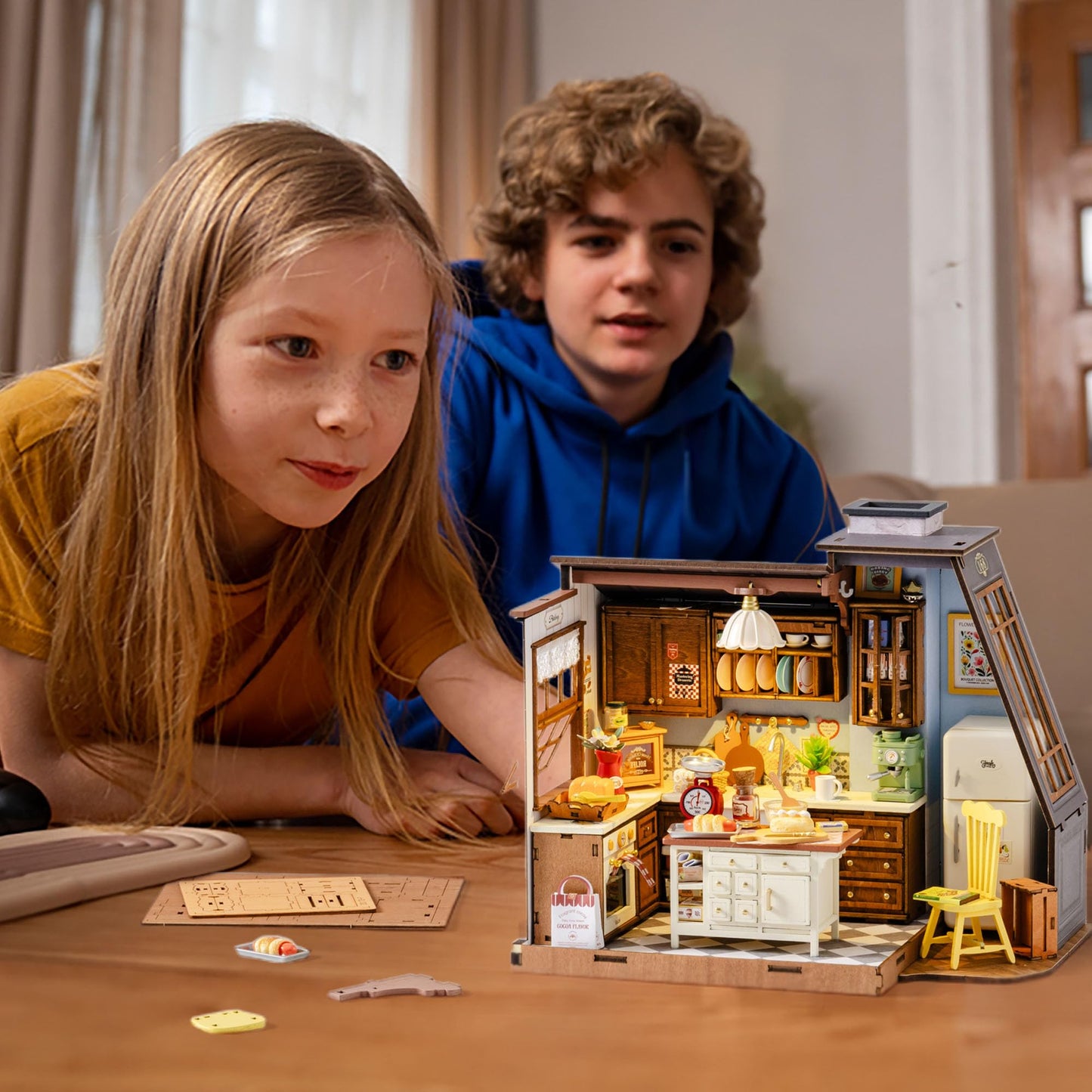 Rolife DIY Miniature House Kit for Adults, Baking Kitchen Mini Wooden Dollhouse Kit with LED Light Tiny House Diorama Building Kits Birthday Craft Hobbies Gift Home Decor for Teens Family