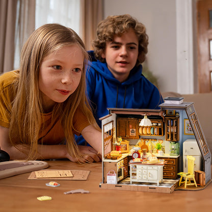 Rolife DIY Miniature House Kit for Adults, Baking Kitchen Mini Wooden Dollhouse Kit with LED Light Tiny House Diorama Building Kits Birthday Craft Hobbies Gift Home Decor for Teens Family