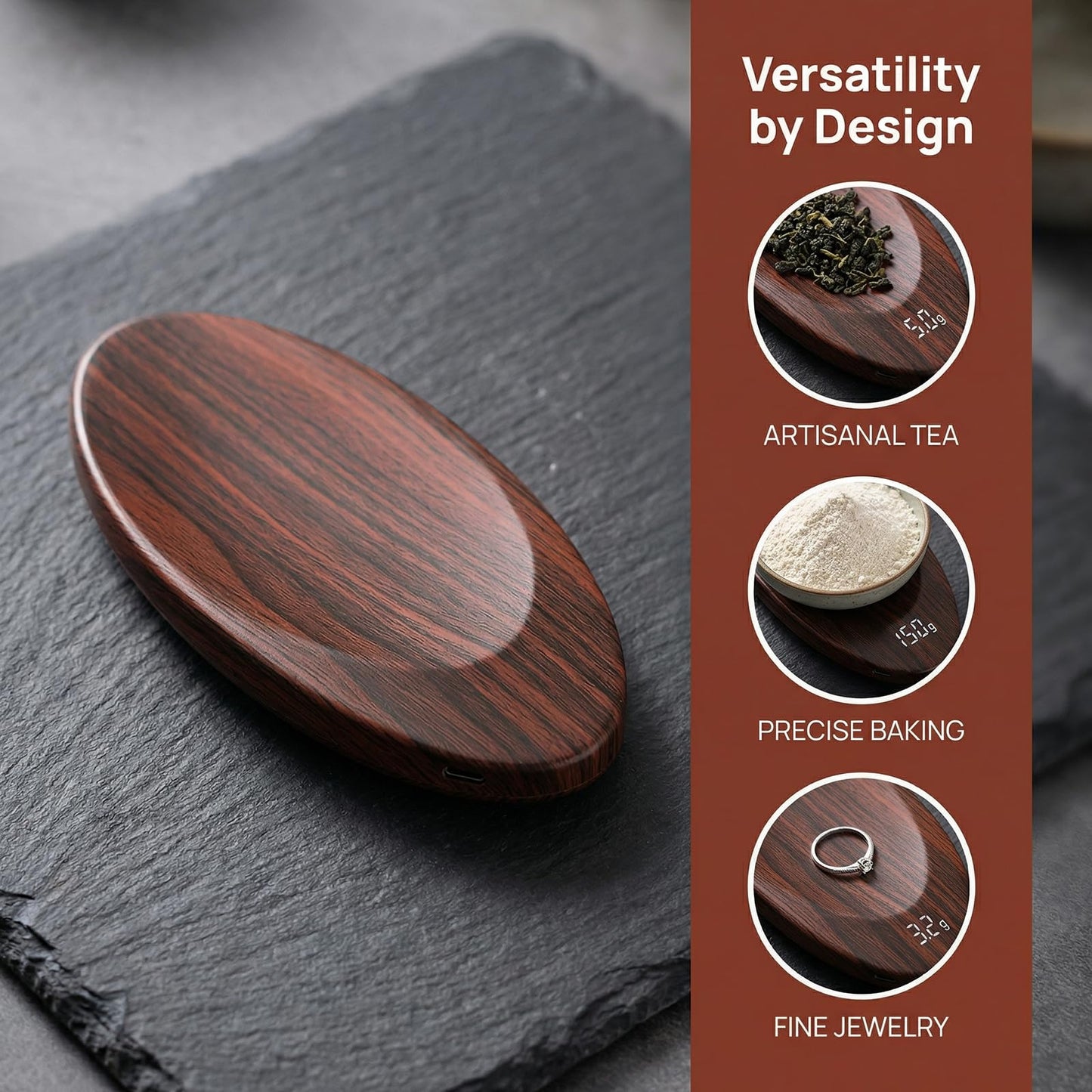 Eysbiy Coffee Scale with Coffee Spoon, High Precision 500g/0.1g Rechargeable Digital Tea Scale for Brewing, Portable Mini Kitchen Scale for Espresso, Baking, Jewelry