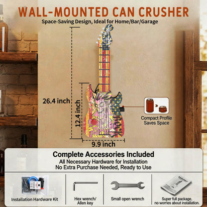 KANBOL 615 Guitar-Style Pneumatic Can Crusher, Fully Enclosed Safety Design, 2nd-Gen Reinforced Air Cylinder, Heavy-Duty Metal Wall-Mounted Can Smasher, Fits for12oz 16oz Cans -BLACK