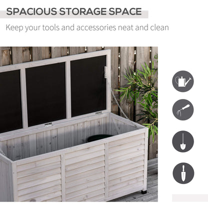 Havemies 75 Gallon Wooden Deck Box, Outdoor Storage Container with Aerating Gap & Weather-Fighting Finish, Grey
