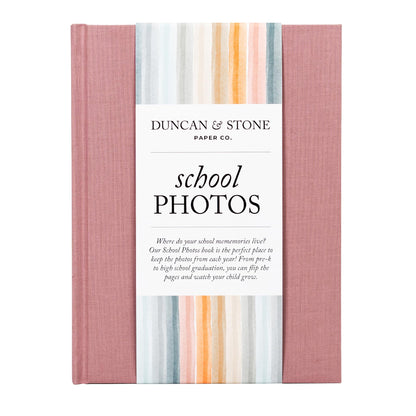 Elegant School Memory Book Prek-12 - Durable School Photo Book w/Photo Spaces, Prompts & More - 70 Pages Kids Scrapbook for Easy Journaling (Mauve)