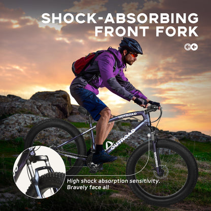 MarKnig 26 inch Fat Tire Mountain Bike with 4 inch Knobby Tires, 21 Speed MTB with Dual Disc Brake, Anti-Slip Fat Bike with Front Suspension, High Carbon Steel Frame, Men and Women (Blue-Purple)