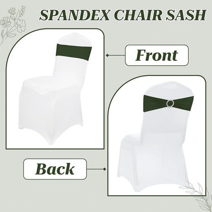 MDS Spandex Chair Sashes - Premium Stretch Covers with Buckle Slider | Pack of 10 - Olive Green