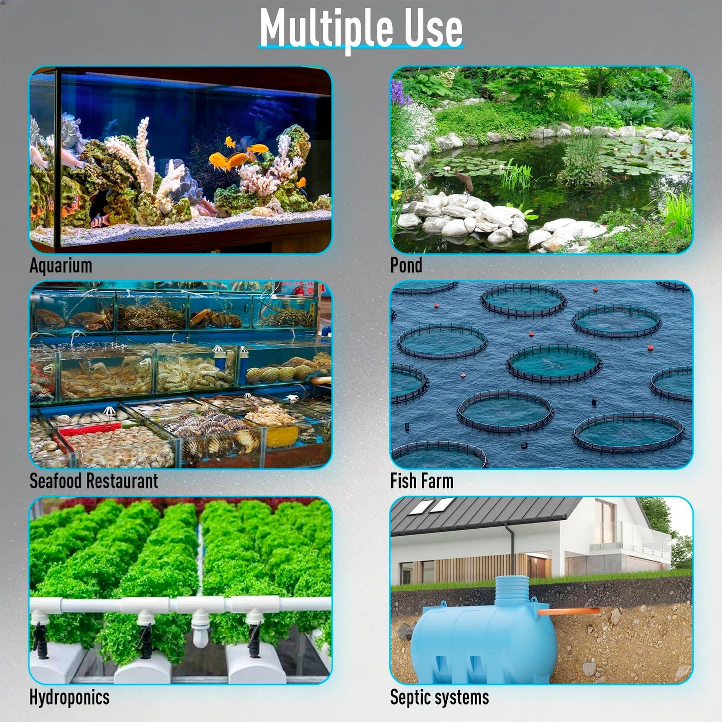 AquaMiracle Linear Air Pump ZP-60 for Pond Aeration, 950GPH Septic Air Pump Pond Aerators for Outdoor Ponds, Waste Treatment, Aquarium, Fish Farm, Seafood Restaurant