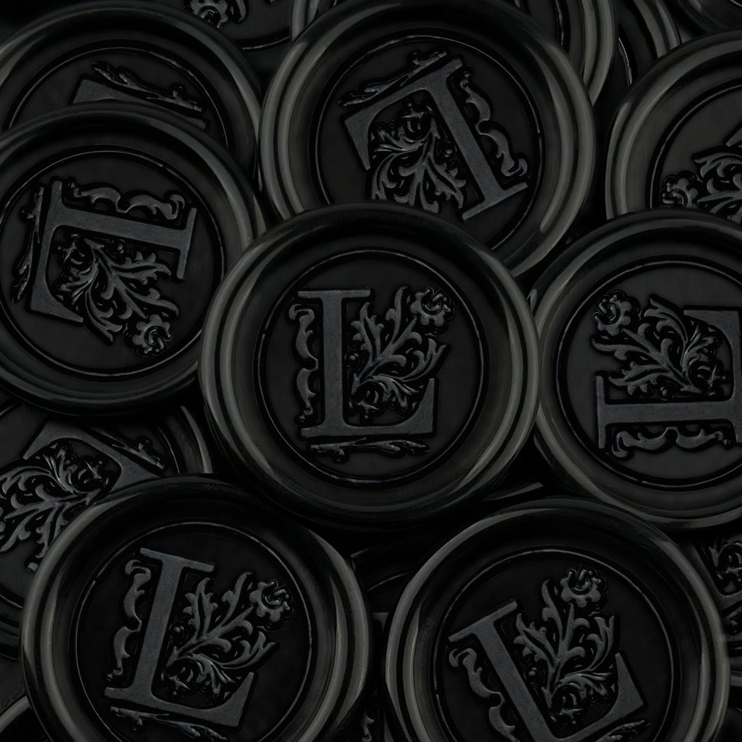 100Pcs Black Wax Seal Stickers Handmade Envelope Seals Self Adhesive Letter Wax Stickers for Wedding Party Invitations, Envelope, Gift Wrap, Christmas(Initial L, Black)