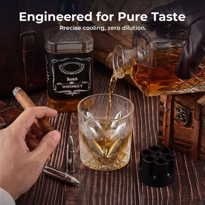 EooCoo Mens Gifts, Whiskey Stones Gift Set with 6 Pcs Stones and Box, Reusable Ice Cubes for Drinks, Cool Gadgets Bourbon Mens Gifts for Dad, Husband, Whiskey Lover