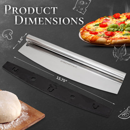armeroCrust 13.8 Inch Pizza Cutter Rocker Blade - Easy Slicing - Premium Finish Pizza Slicer with Time Saving Pizza Cutter Rocker Design
