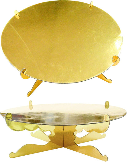 FRIDAY NIGHT 1-Tier Gold Round Cardboard Cupcake Stand - Mini Cake Dessert Holder, Reusable Birthday Wedding