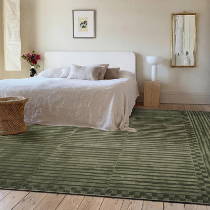 Revival Rugs Soloba 7'x9' Area Rugs for Living Room Bedroom Dining Room - Washable, 100% Recycled, Oeko-TEX Certified, Modern, Medium Pile, Green