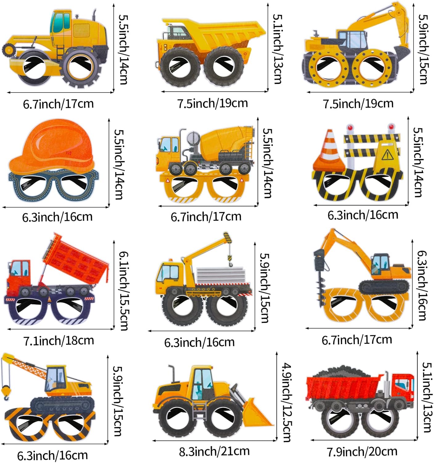 12 Hooqict Construction Party Favors Pcs Construction Party Eyeglasses Dump Truck Excavator Themed Birthday Party