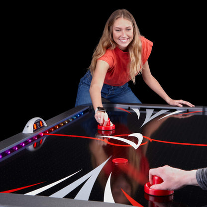 Fat Cat Volt 7 Foot LED Air Hockey Table for Adults with Dual Motor, Automatic Scoring, Music System, Hockey Table with Light Up Playfield