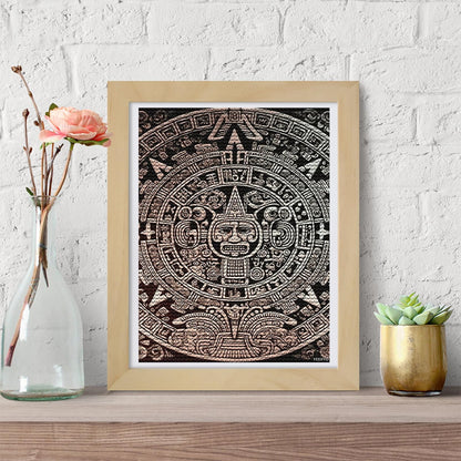 YEEIFFD Diamond Painting Kits for Adults Round 5D Diamond Art Painting Kits Mayan Calendar DIY Full Drill Diamond Dots Paintings Picture Arts Craft for Home Wall Art Decor 12x16 Inch