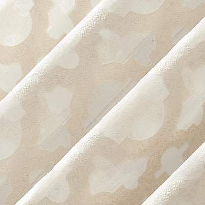 No. 918 Yvette Trellis Jacquard Sheer Curtain Panel, 52" x 84", Cream Off-White Rod Pocket