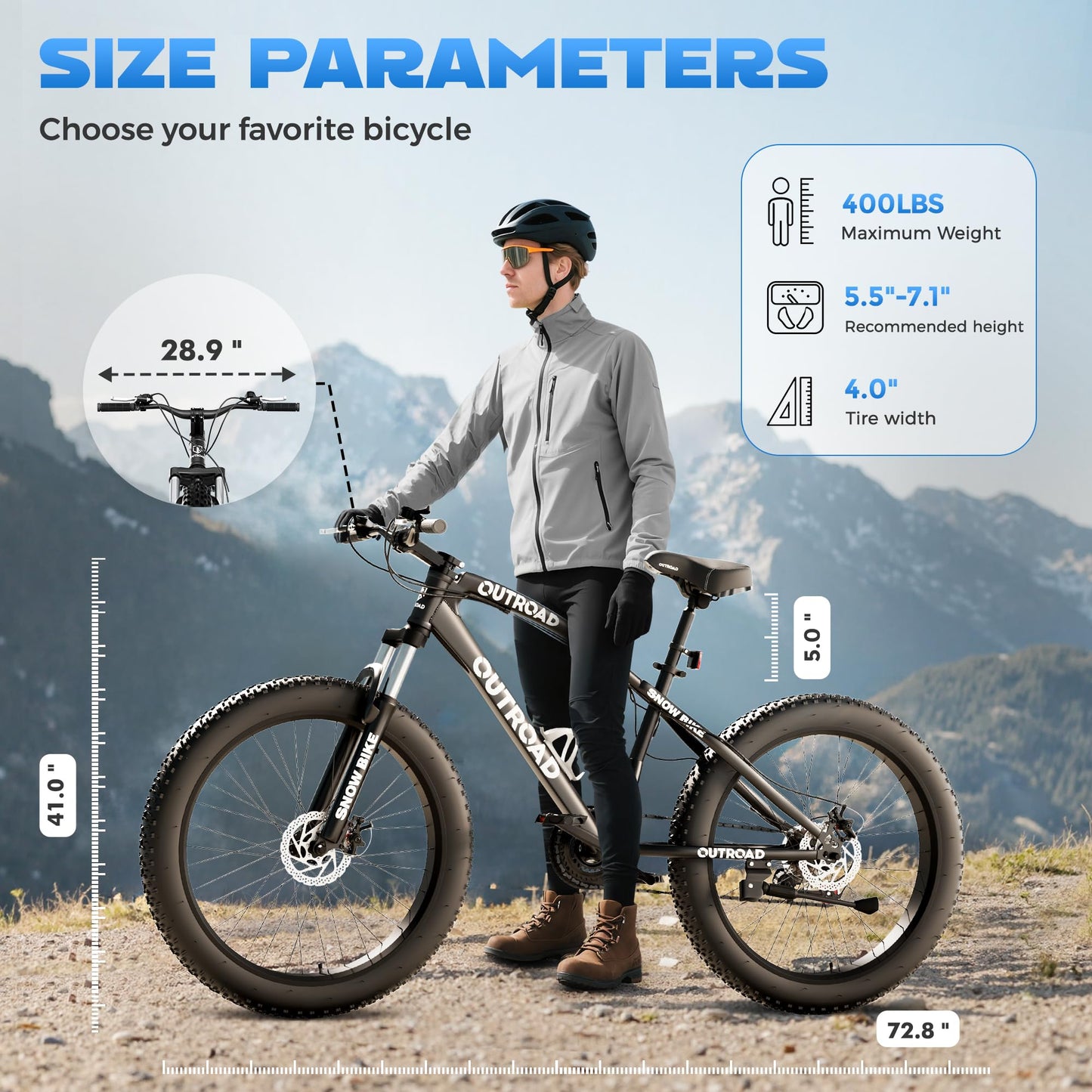 Incbruce 26 Inch Fat Tire Mountain Bike, High Carbon Steel Frame, 21 Speed MTB with Dual Disc Brakes for Men/Women/Adults (Black)