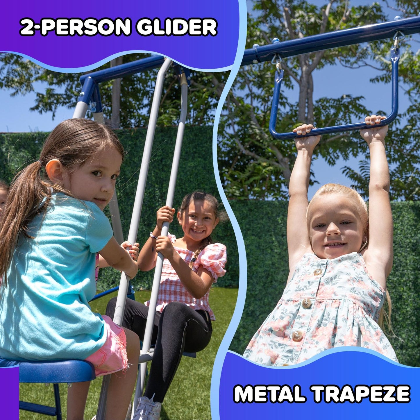 Sportspower Arcadia Star Burst Swing Set: Outdoor Heavy-Duty Metal Playset for Kids with LED Light Up Slide, Swings & Trapeze