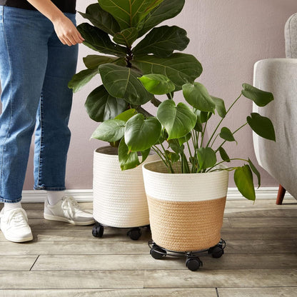 10.6 Pack 4, 360-Degree Bright Creations Plant Stand with Wheels - in Diameter, Black, of Modern - Metal Rolling Plant