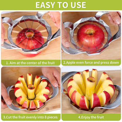 LIIGEMI Apple Slicer,12-Slices Stainless Steel Cutter，Heavy Duty Stainless Steel Apple Cutter and Divider， Anti-slip Handle，Gifts for Mom， Easy to Use.